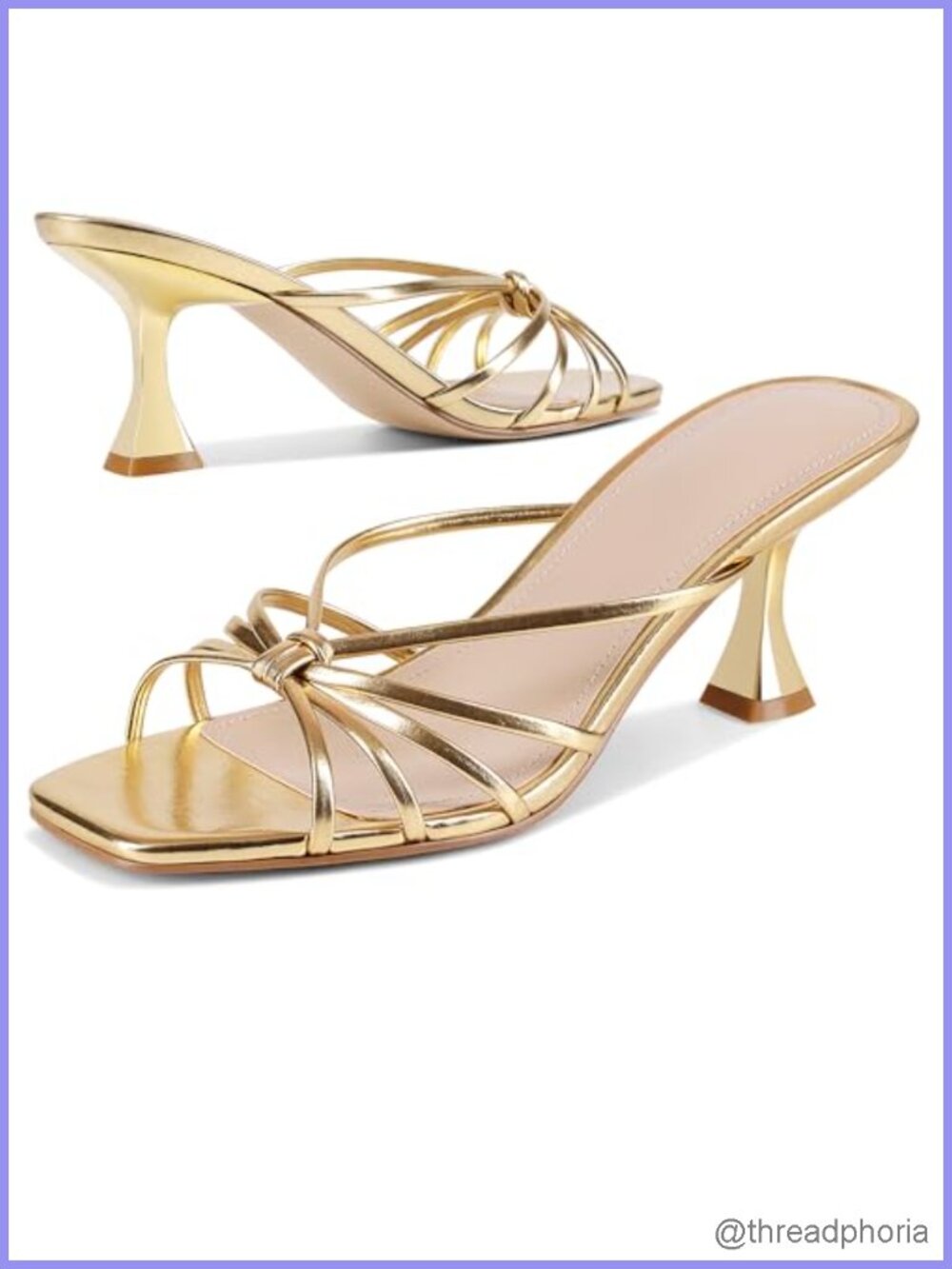 Women's Strappy Square Toe Kitten Heels Vegan Leather Dress Sandals